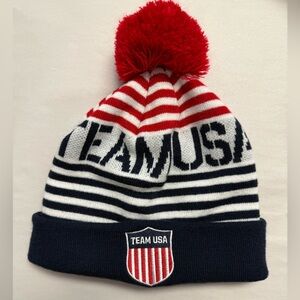 Team USA Apparel Winter Olympics Red Whit Blue Beanie Cap Used One Size